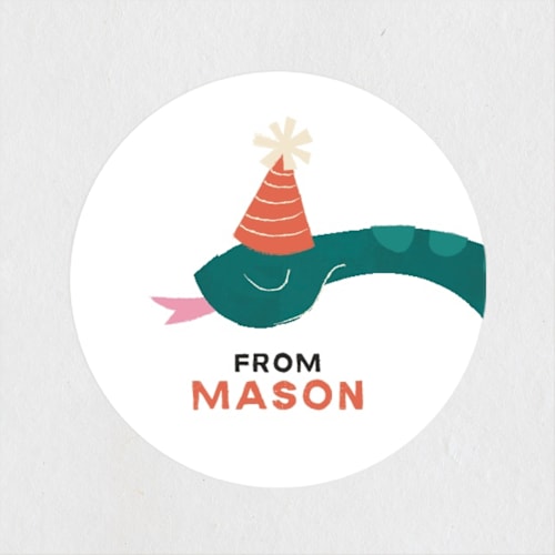This is a teal kids stickers with standard by Kiersten Garner called sssomeone's birthday printing on uncoated sticker paper in sticker