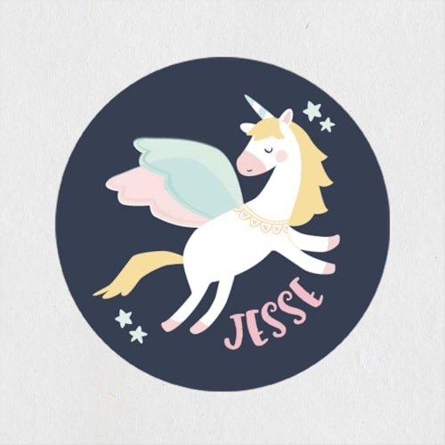 This is a azure kids stickers with standard by peetie design called magical pegasus printing on uncoated sticker paper in sticker