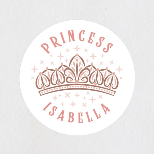 This is a ballerian pink kids stickers with standard by Paper Sun Studio called princess carriage printing on uncoated sticker paper in sticker