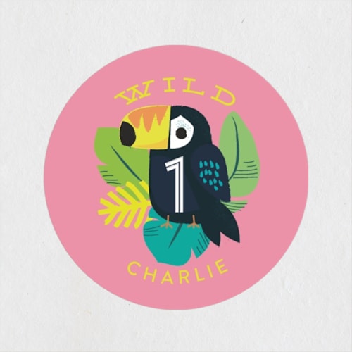 This is a pixie kids stickers with standard by Itsy Belle Studio called jungle birds printing on uncoated sticker paper in sticker
