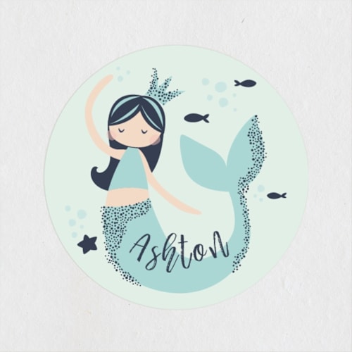 This is a deep sea kids stickers with standard by peetie design called glitter mermaid printing on uncoated sticker paper in sticker