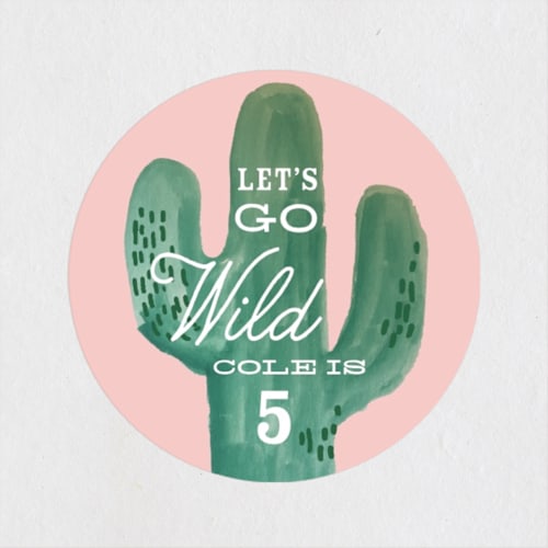 This is a blush kids stickers with standard by Baumbirdy called wild cactus printing on uncoated sticker paper in sticker