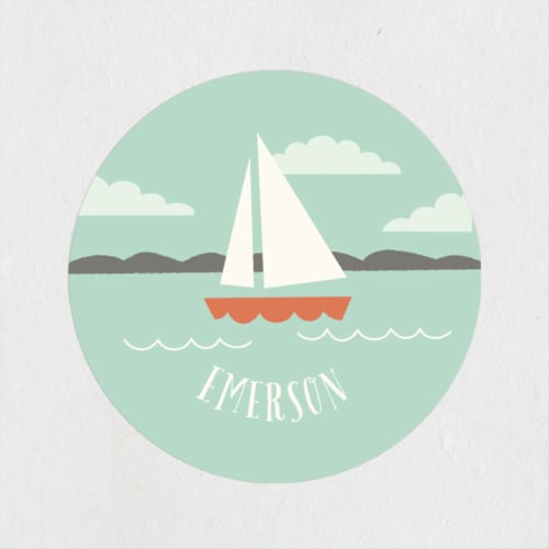 This is a tangerine name labels with standard by Susan Asbill called adrift printing on waterproof sticker paper in sticker