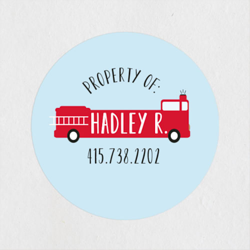 This is a clear sky name labels with standard by Dea and Bean called fire engine name printing on waterproof sticker paper in sticker