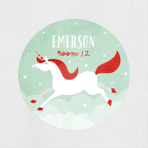 This is a candy apple name labels with standard by Susan Asbill called one-of-a-kind printing on waterproof sticker paper in sticker