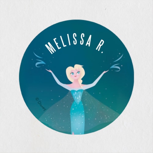 This is a frost name labels with standard by Lori Wemple called disney elsa's magic printing on waterproof sticker paper in sticker