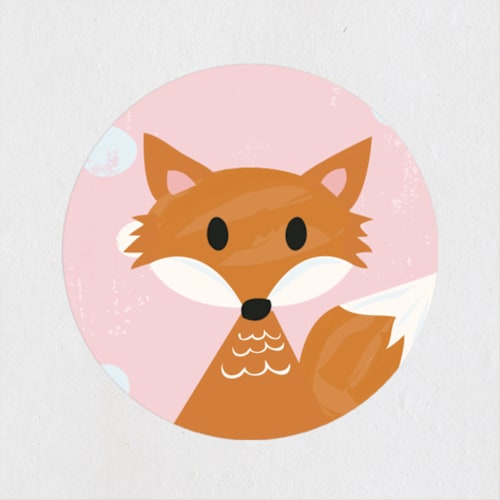 This is a bubblegum custom stickers with standard by Carolyn MacLaren called fox friend printing on uncoated sticker paper in sticker