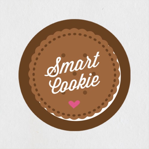 This is a chocolate custom stickers with standard by Galloway Creative called onesmartcookie printing on uncoated sticker paper in sticker