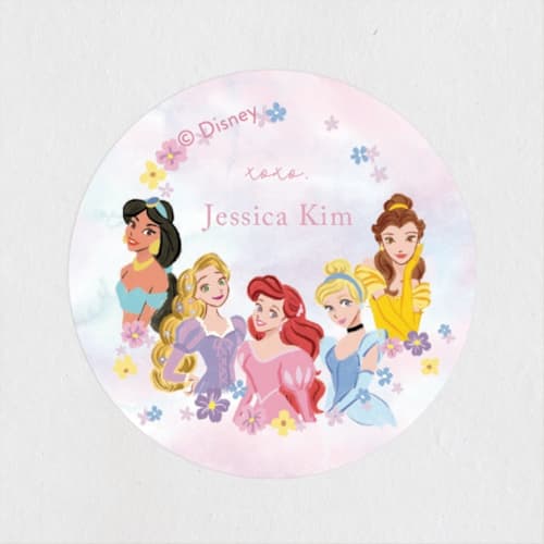 This is a cotton candy custom stickers with standard by Cass Loh called disney's princess portrait printing on uncoated sticker paper in sticker