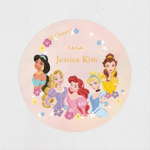 This is a buttercup custom stickers with standard by Cass Loh called disney's princess portrait printing on uncoated sticker paper in sticker