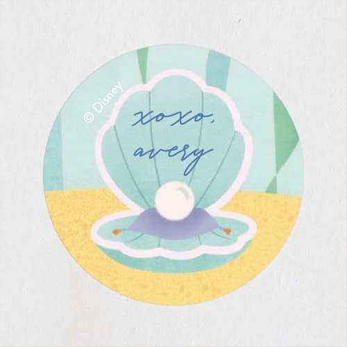 This is a aquamarine custom stickers with standard by Sabrin Deirani called disney's ariel part of my world printing on uncoated sticker paper in sticker