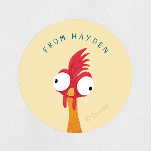 This is a sunshine custom stickers with standard by Kristen Knechtel called disney's moana hei hei, valentine! printing on uncoated sticker paper in sticker
