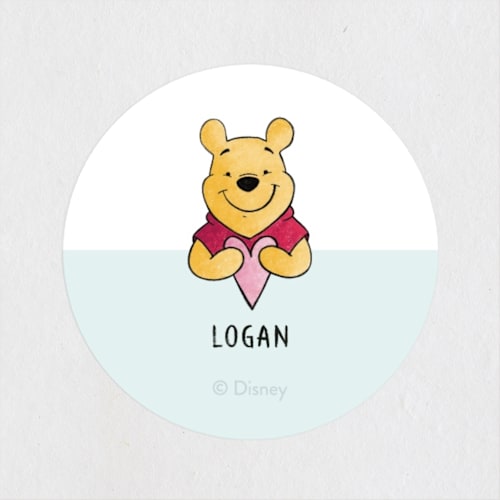 This is a sky custom stickers with standard by christen strang called disney's love-ly pooh printing on uncoated sticker paper in sticker