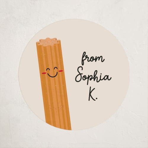 This is a dough custom stickers with standard by Erica Krystek called churrok printing on uncoated sticker paper in sticker