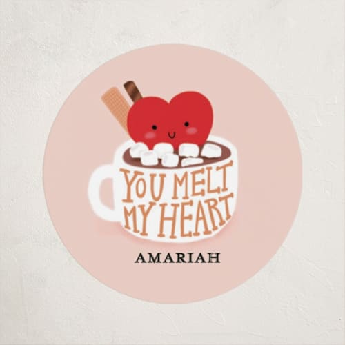 This is a peach custom stickers with standard by iamtanya called heart melted printing on uncoated sticker paper in sticker