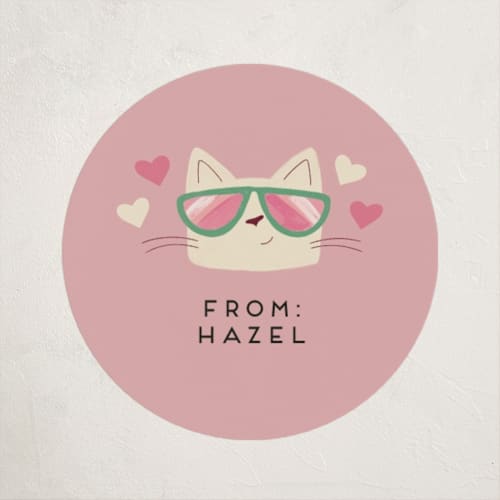 This is a peony custom stickers with standard by Kate Vories called you're a cool cat valentine printing on uncoated sticker paper in sticker