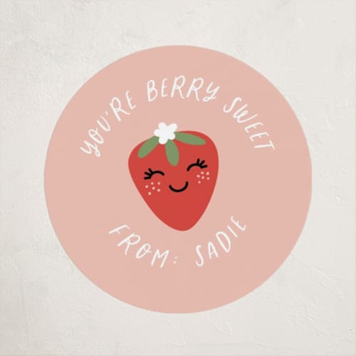 This is a peach custom stickers with standard by Annie Holmquist called berry sweet printing on uncoated sticker paper in sticker