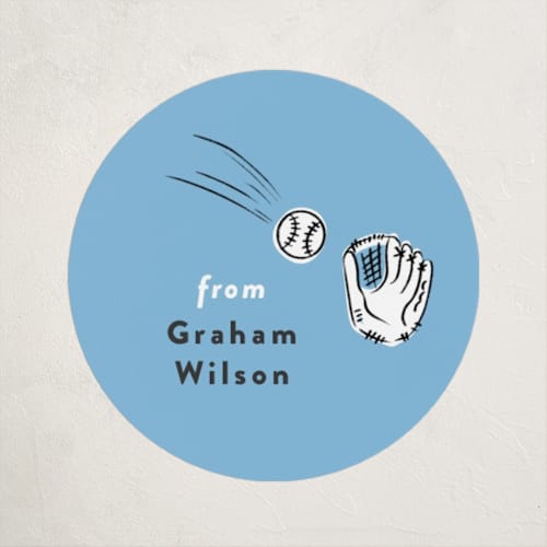 This is a sky custom stickers with standard by Erin L. Wilson called home run! printing on uncoated sticker paper in sticker