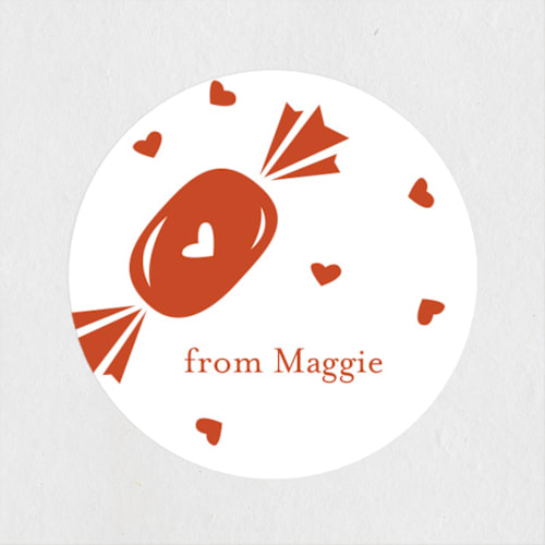 This is a brick custom stickers with standard by Oscar and Emma - Karly Depew called yum yum printing on uncoated sticker paper in sticker