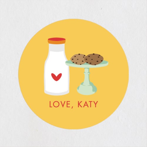 This is a sunshine custom stickers with standard by Monica Schafer called milk & cookies printing on uncoated sticker paper in sticker