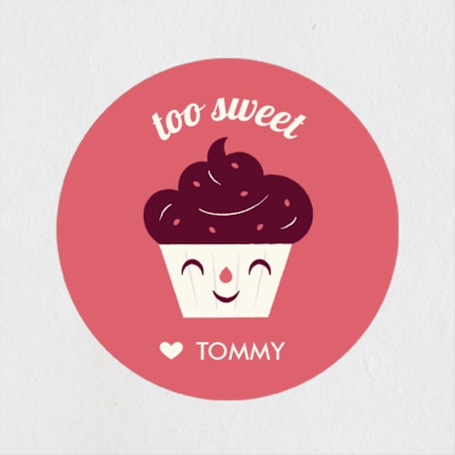 This is a strawberry custom stickers with standard by Bob Daly called sweet cupcake printing on uncoated sticker paper in sticker
