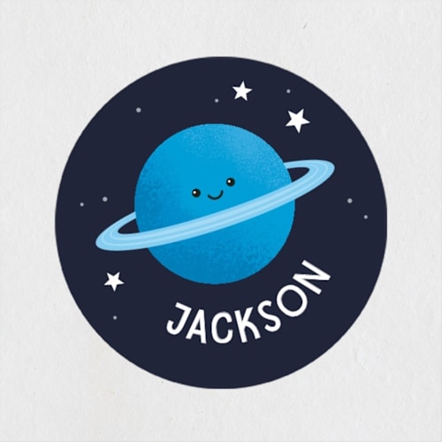 This is a celestial custom stickers with standard by Kacey Kendrick Wagner called outer space printing on uncoated sticker paper in sticker