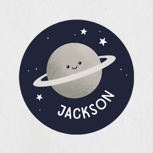 This is a lunar custom stickers with standard by Kacey Kendrick Wagner called outer space printing on uncoated sticker paper in sticker