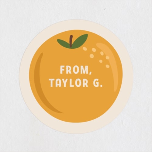 This is a coconut custom stickers with standard by Olivia Goree called orange you glad? printing on uncoated sticker paper in sticker