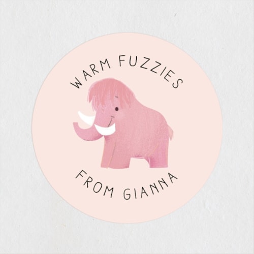 This is a cotton candy custom stickers with standard by Lori Wemple called wooly mammoth printing on uncoated sticker paper in sticker