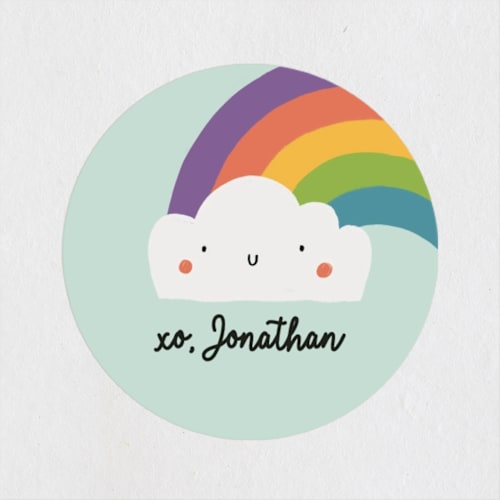 This is a rainbow custom stickers with standard by Monika Torun called colorful printing on uncoated sticker paper in sticker