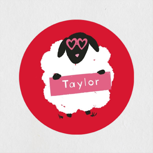 This is a cherry custom stickers with standard by Jenna Holcomb called friend sheep printing on uncoated sticker paper in sticker