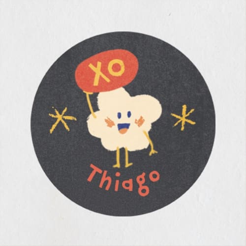This is a cookie custom stickers with standard by Leia Matt called happy pop printing on uncoated sticker paper in sticker