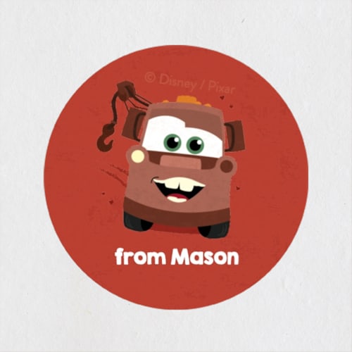 This is a rust custom stickers with standard by Erica Krystek called disney and pixar's cars to my tows printing on uncoated sticker paper in sticker