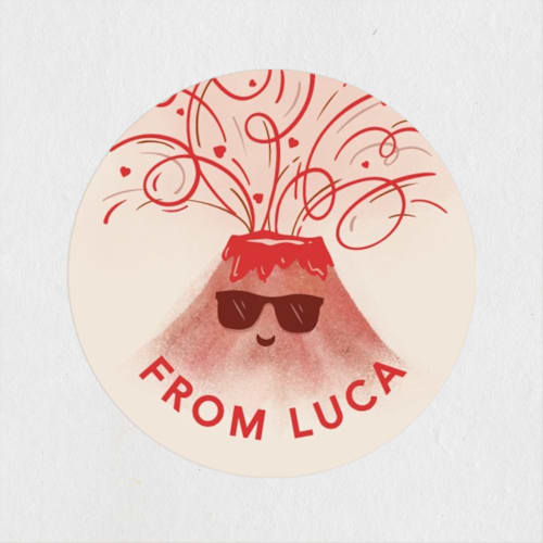 This is a hot lava custom stickers with standard by Kelsey Mucci called you're a blast printing on uncoated sticker paper in sticker