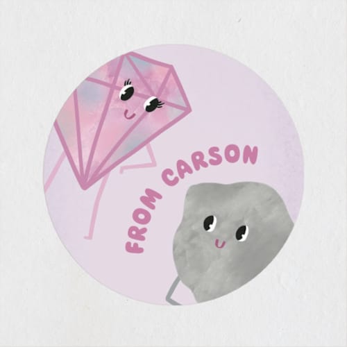 This is a opal custom stickers with standard by Carolyn Kach called rockin' gem printing on uncoated sticker paper in sticker