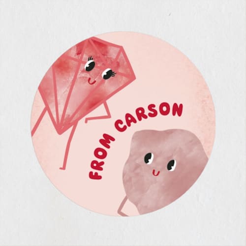 This is a ruby custom stickers with standard by Carolyn Kach called rockin' gem printing on uncoated sticker paper in sticker