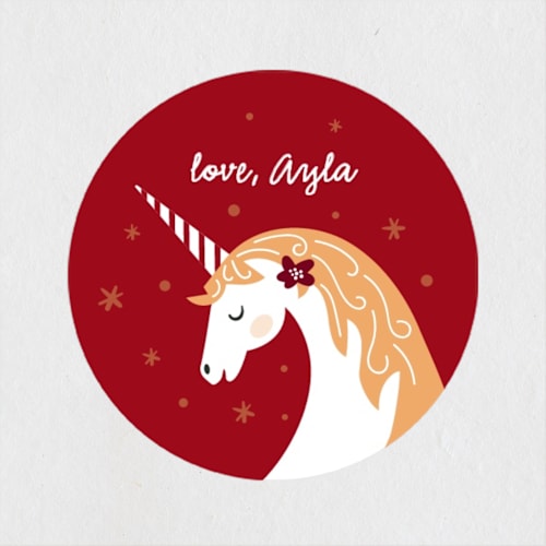 This is a scarlet custom stickers with standard by Jana Volfova called magical valentine printing on uncoated sticker paper in sticker