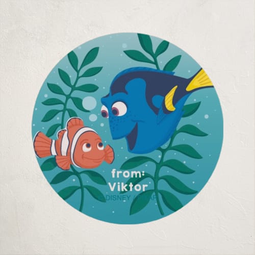 This is a ocean turquoise custom stickers with standard by tinaleeart called disney pixar's dory and marlin printing on uncoated sticker paper in sticker