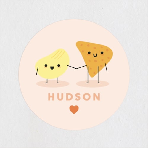 This is a grapefruit custom stickers with standard by Hudson meet Rose called friend-chip printing on uncoated sticker paper in sticker