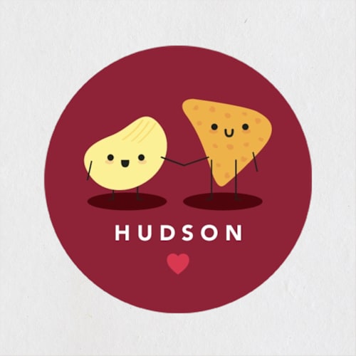 This is a barbeque custom stickers with standard by Hudson meet Rose called friend-chip printing on uncoated sticker paper in sticker