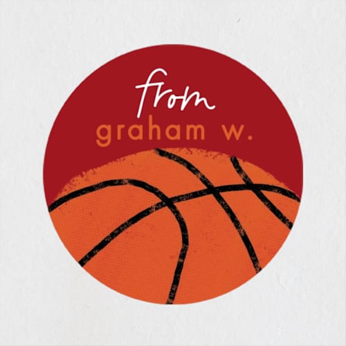 This is a cardinal custom stickers with standard by Erin L. Wilson called basketball printing on uncoated sticker paper in sticker