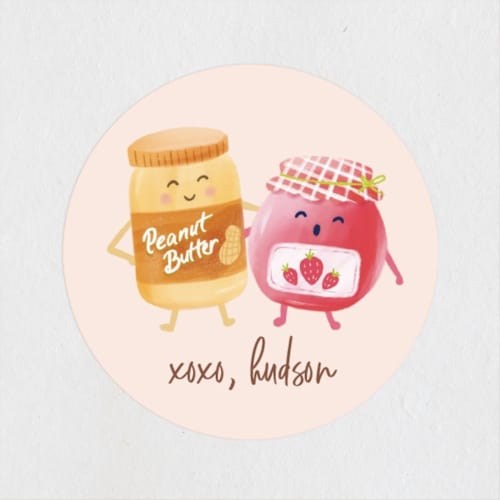 This is a buttercream custom stickers with standard by chocomocacino called pbj printing on uncoated sticker paper in sticker