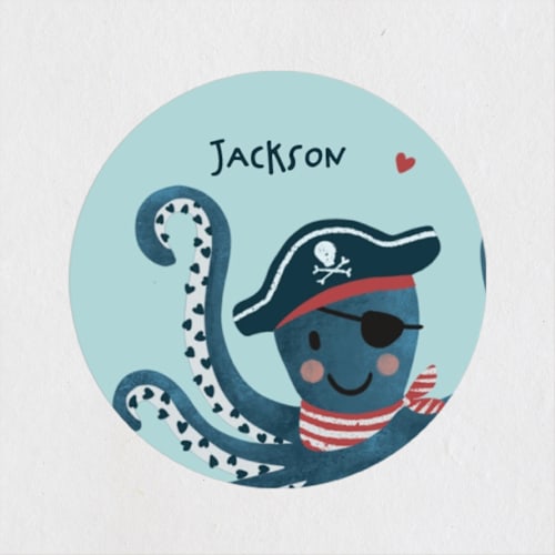 This is a ocean custom stickers with standard by Alice Nelen called pirate valentine printing on uncoated sticker paper in sticker