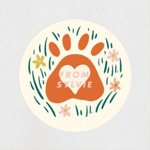 This is a clementine custom stickers with standard by Shiny Penny Studio called you are pawsome printing on uncoated sticker paper in sticker