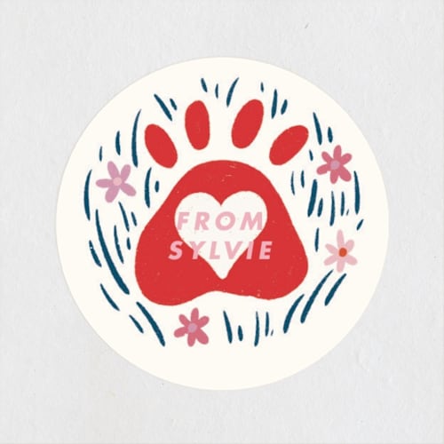 This is a cherry custom stickers with standard by Shiny Penny Studio called you are pawsome printing on uncoated sticker paper in sticker