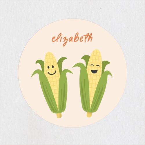 This is a butter custom stickers with standard by Carolyn MacLaren called aw shucks printing on uncoated sticker paper in sticker