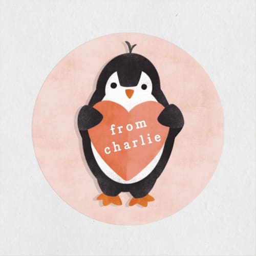 This is a blush custom stickers with standard by Snow and Ivy called waddle you say printing on uncoated sticker paper in sticker