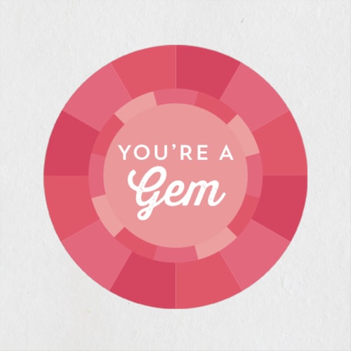 This is a quartz custom stickers with standard by Sarah DeWitt called you're a gem printing on uncoated sticker paper in sticker