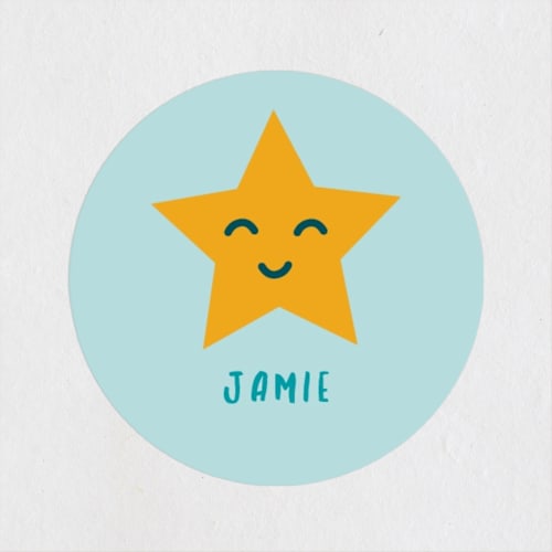 This is a aqua custom stickers with standard by Ashley Presutti Beasley called you're amazeing printing on uncoated sticker paper in sticker