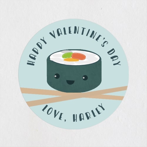 This is a pool custom stickers with standard by Annie Holmquist called sushi love printing on uncoated sticker paper in sticker